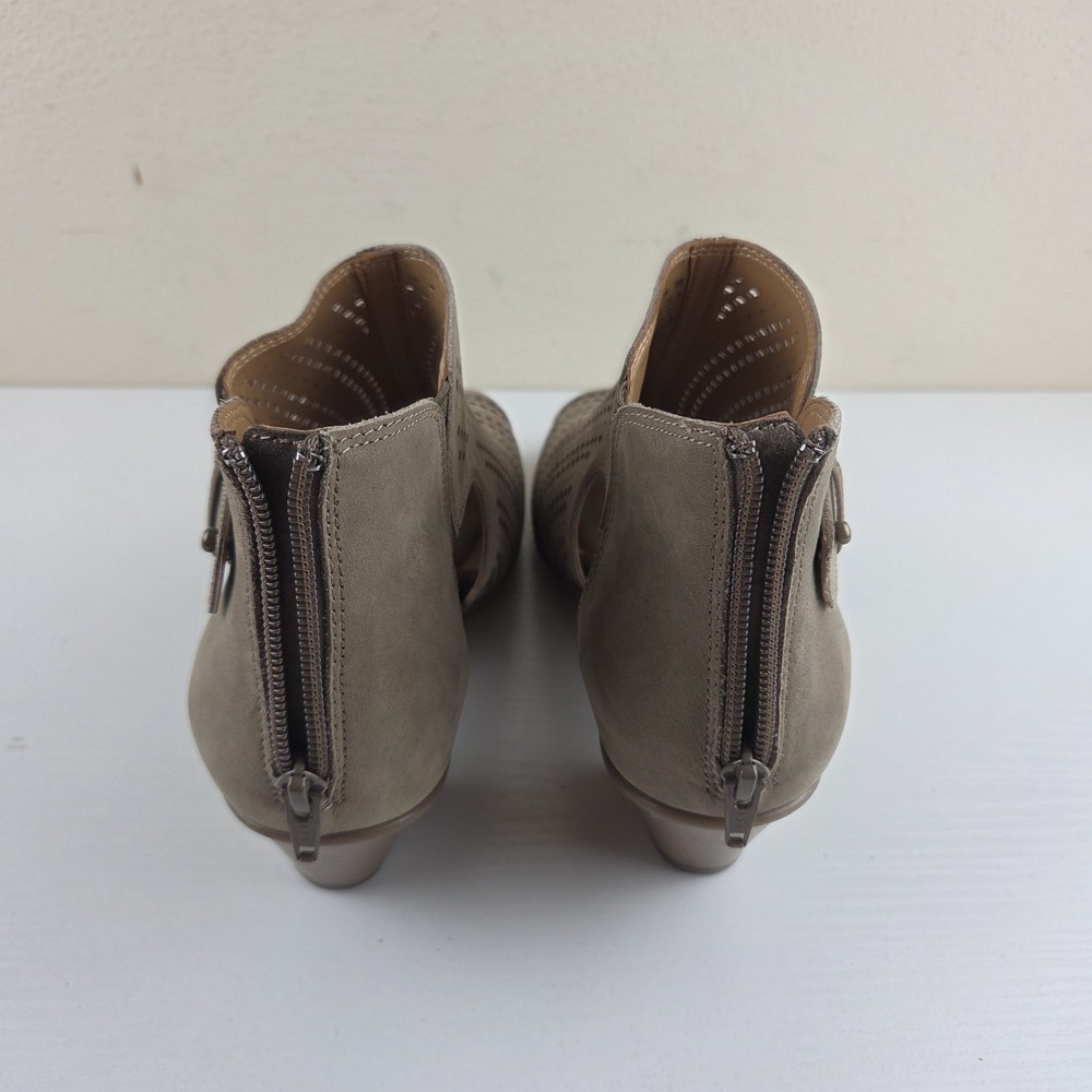Earth Keri Sandals Shoes Womens Taupe Perforated Block Heel Leather Zip Up 8.5 D - Picture 9 of 15